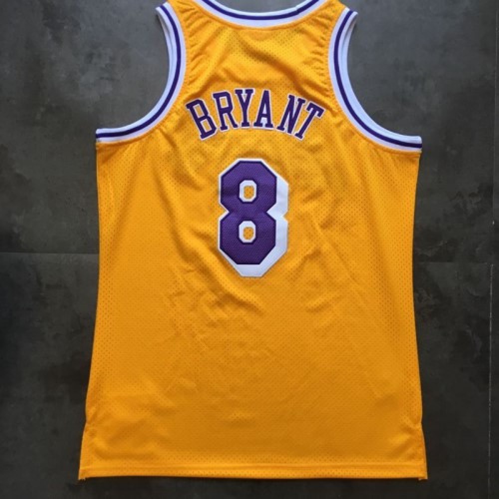 Men's Los Angeles Lakers Kobe Bryant #8 Throwback Yellow 1996-97 Hardwood Classics Jersey-Pro Kit Vault | Brand New 26/27 Sports Jerseys